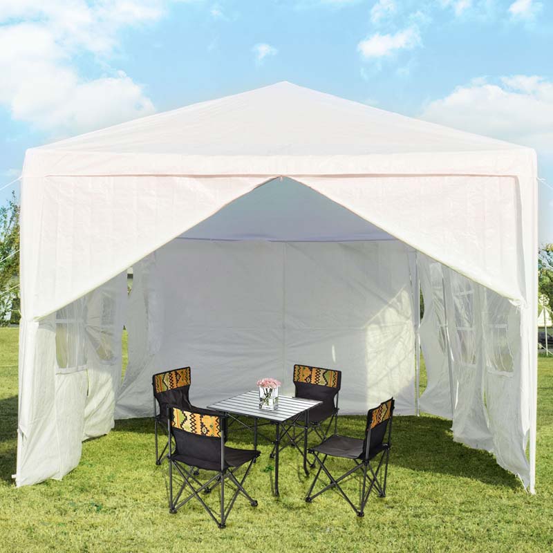 Outdoor Party Wedding Event Canopy Tent, 10 ft x 30 ft, White, 6 Removable Sidewalls, 2 Doorways