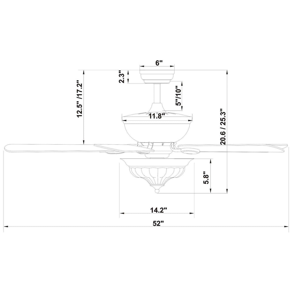 Warehouse Of Tiffany Micago 52 Lighted Ceiling Fan, Forged Black - CFL-8420REMO/FB