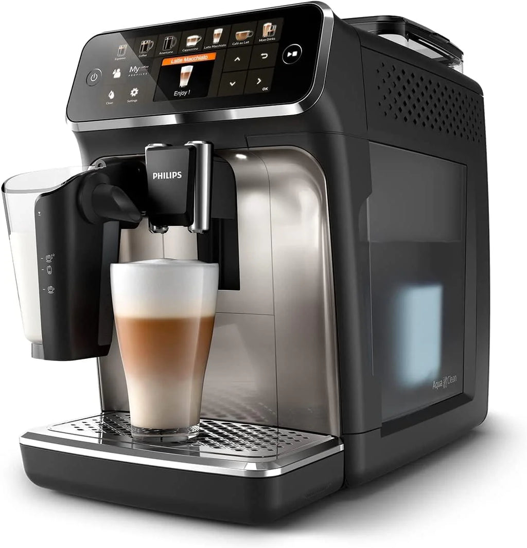 PHILIPS 5400 Fully Automatic Espresso Machine With LatteGo, 15"D x 10"W x 17"H - EP5447/94