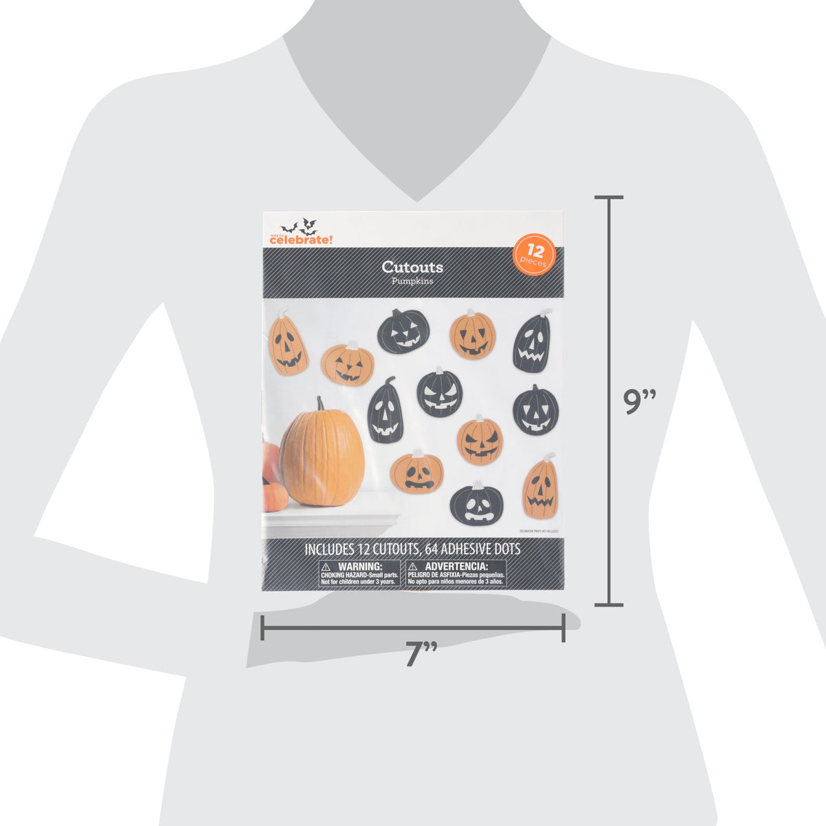 Pumpkin Cutouts, Orange and Black, 12 Pieces, Halloween by Way To Celebrate