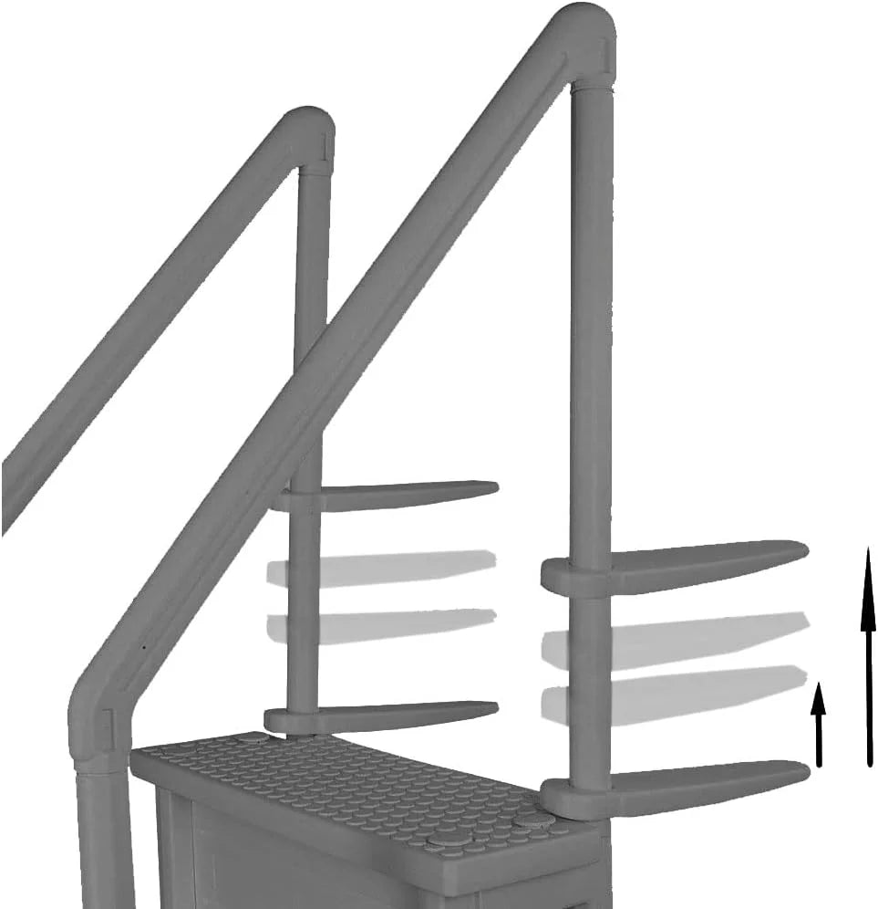 Aqua Select Anti-Slip In-Pool Steps, Gray, 28in W x 81in H, 300 lbs Capacity - For Above Ground Pools