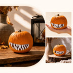 YAMB Halloween Pumpkin Teeth Decor Kit, Mini Fangs and Flat Teeth, Reusable Pin-In Design, For Pumpkin Carving and Party Craft, 1.6 Inch