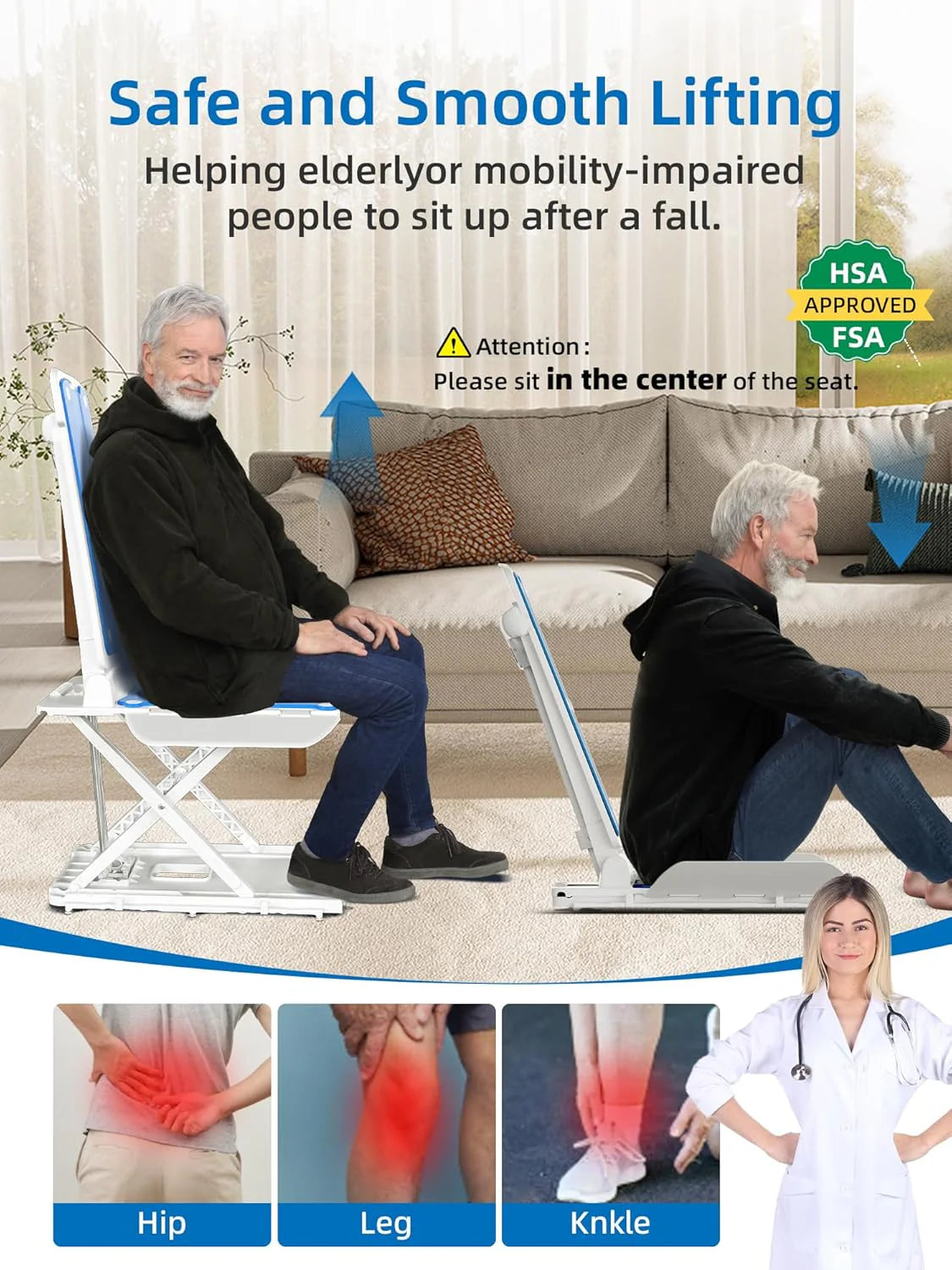 PPOLB Electric Chair Lift For Elderly, 308 lbs Support, Waterproof, Foldable