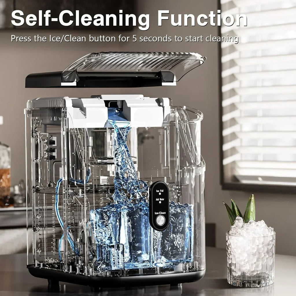 Countertop Nugget Ice Maker, 1.1 Liters, 34 lbs/24H, 8.66 x 11.30 x 12.68 inches, Black