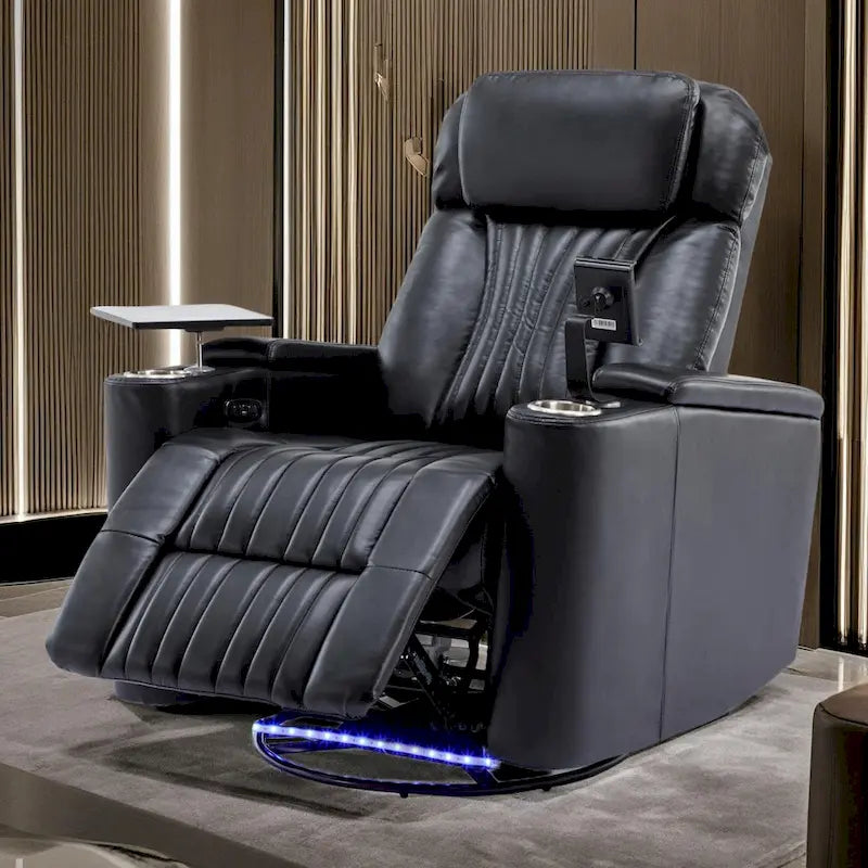 Power Home Theater Recliner Chair, 34.6 D x 38.2 W x 41.4 H, 110-160 Recline, 270 Swivel