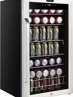 NewAir Beverage Refrigerator 120-Can, 3.1 Cu. Ft., Glass Door, Stainless Steel, Digital Control & Lock - BR-130SBS