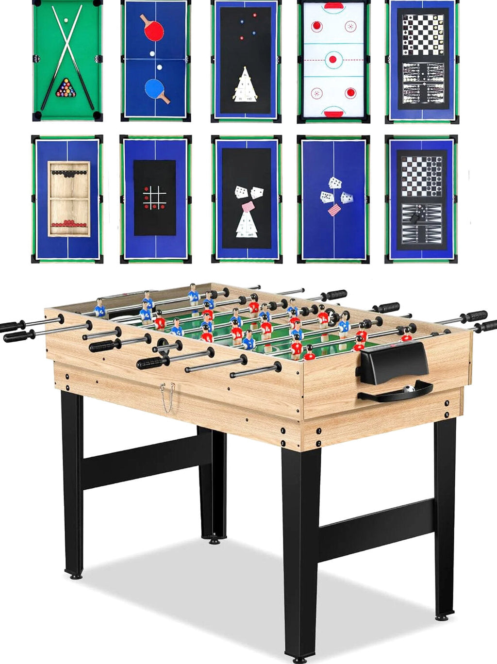 Rioloiuy 12-in-1 Combo Game Table, 48 x 24 x 26.5 inch, Wood-1