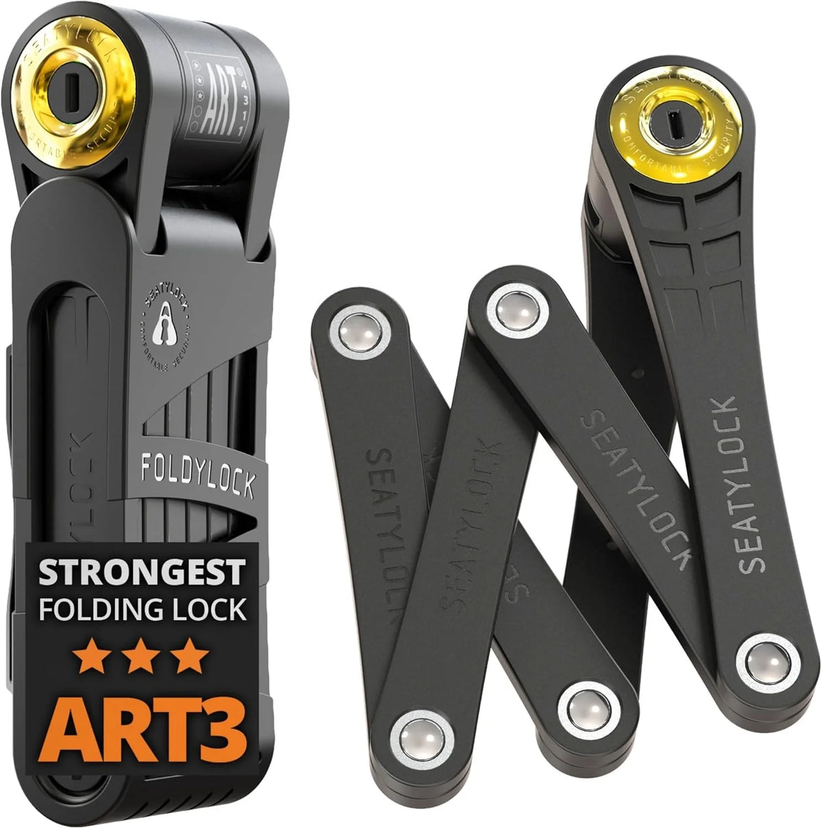 Jiu-Style Folding Bicycle Lock Set - 2 Locks, 6 Keys, Black