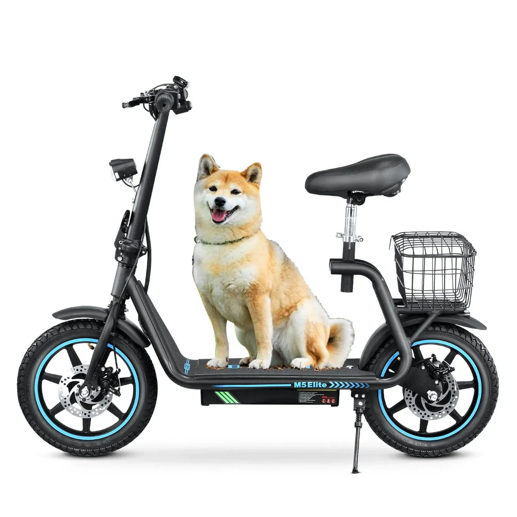 BOGIST Electric Scooter With Seat, 500W Motor, 25mph, 45km Range, 48V 13Ah, Blue - M5 Elite