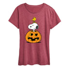 Peanuts - Snoopy Woodstock Pumpkin Women's Short Sleeve Graphic T-Shirt