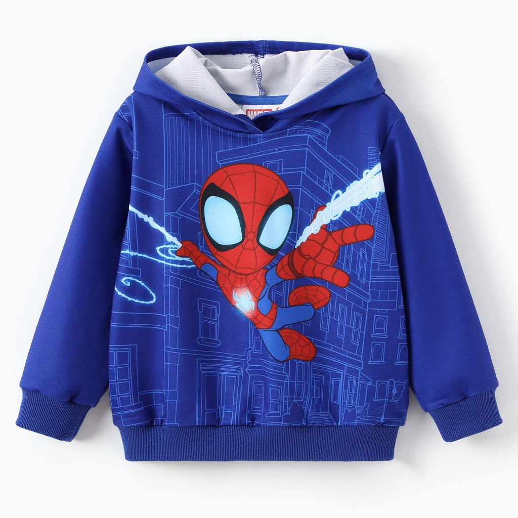 Marvel Spider-Man Boys Hoodies Peter Parker Blue Graphic Pullover Tops Halloween Sweatshirts Toddlers Kids 4-5T