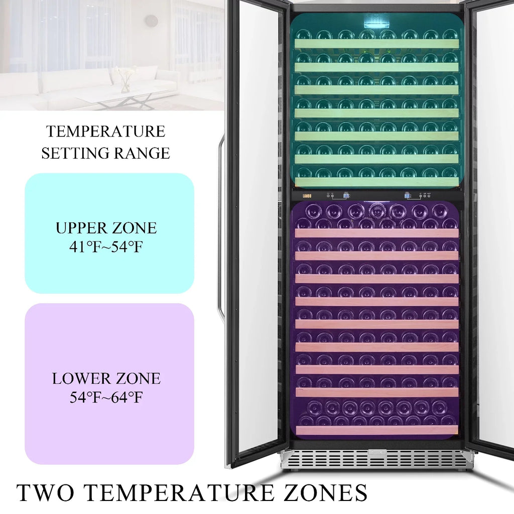 Lanbo 32 Inch 287 Bottle Dual Zone Compressor Freestanding Wine Refrigerator - LW328DD
