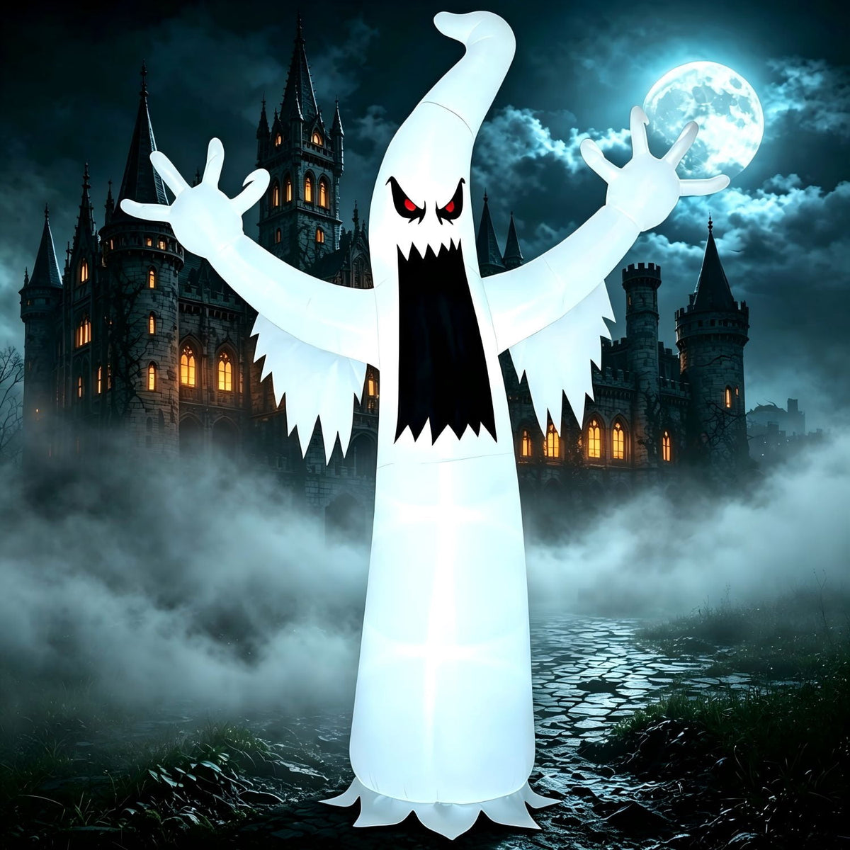 Joyfy 12ft Halloween Ghost Inflatable, Giant Ghosts inflatables with Build-in LEDs Outdoor Decorations, Blow Ups Halloween Yard Inflatables