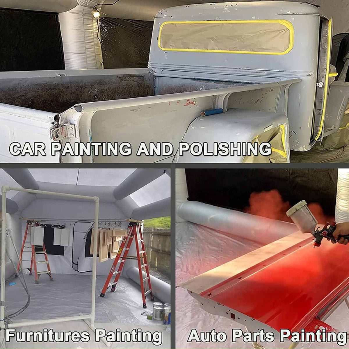 FLAPKWAN Inflatable Paint Booth 30X20X13FT With 1100W+950W Blowers
