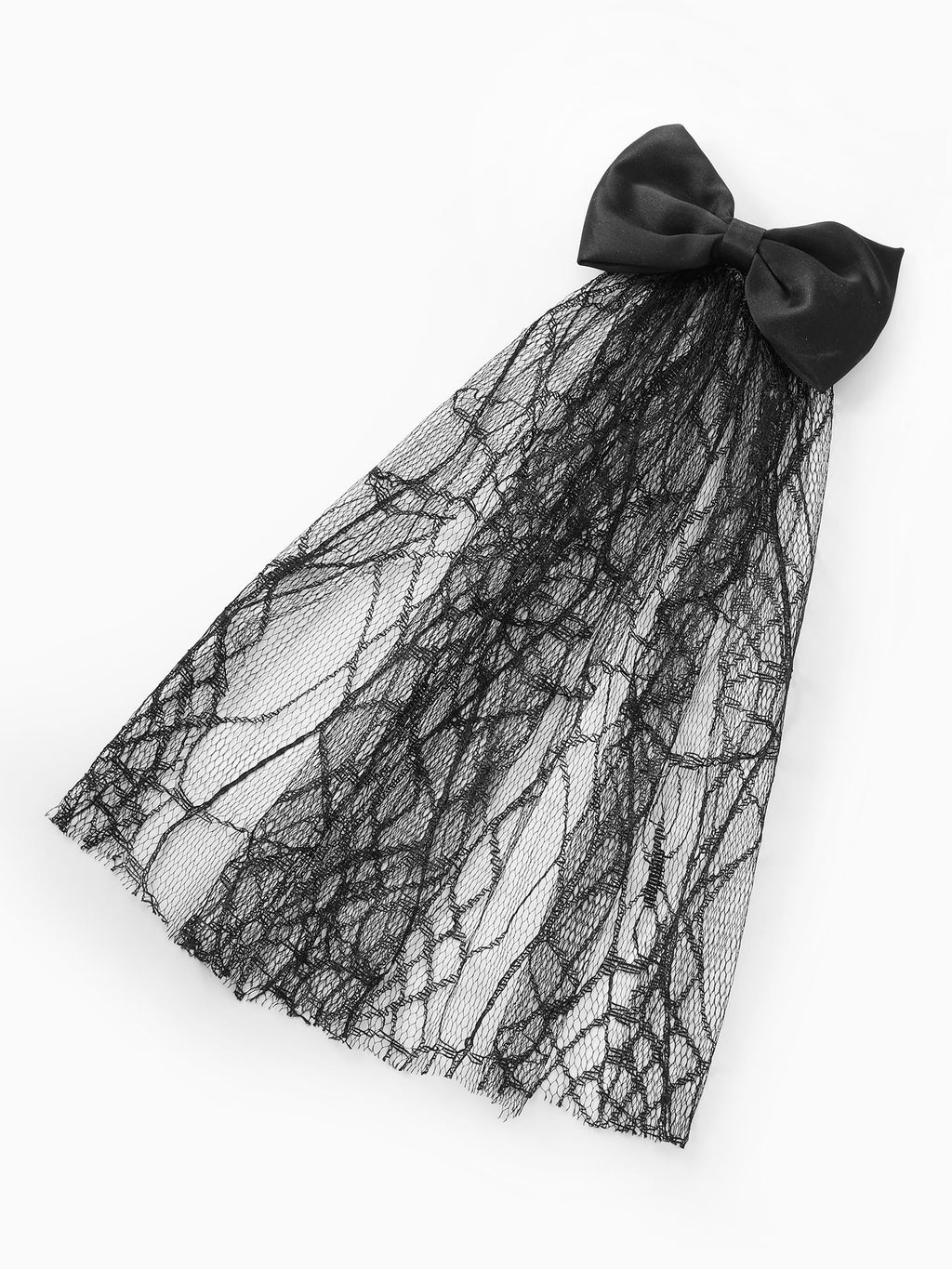 Way to Celebrate Halloween Spiderweb Lace Hair Bow, Black, 1 Piece, Alligator Hair Clip