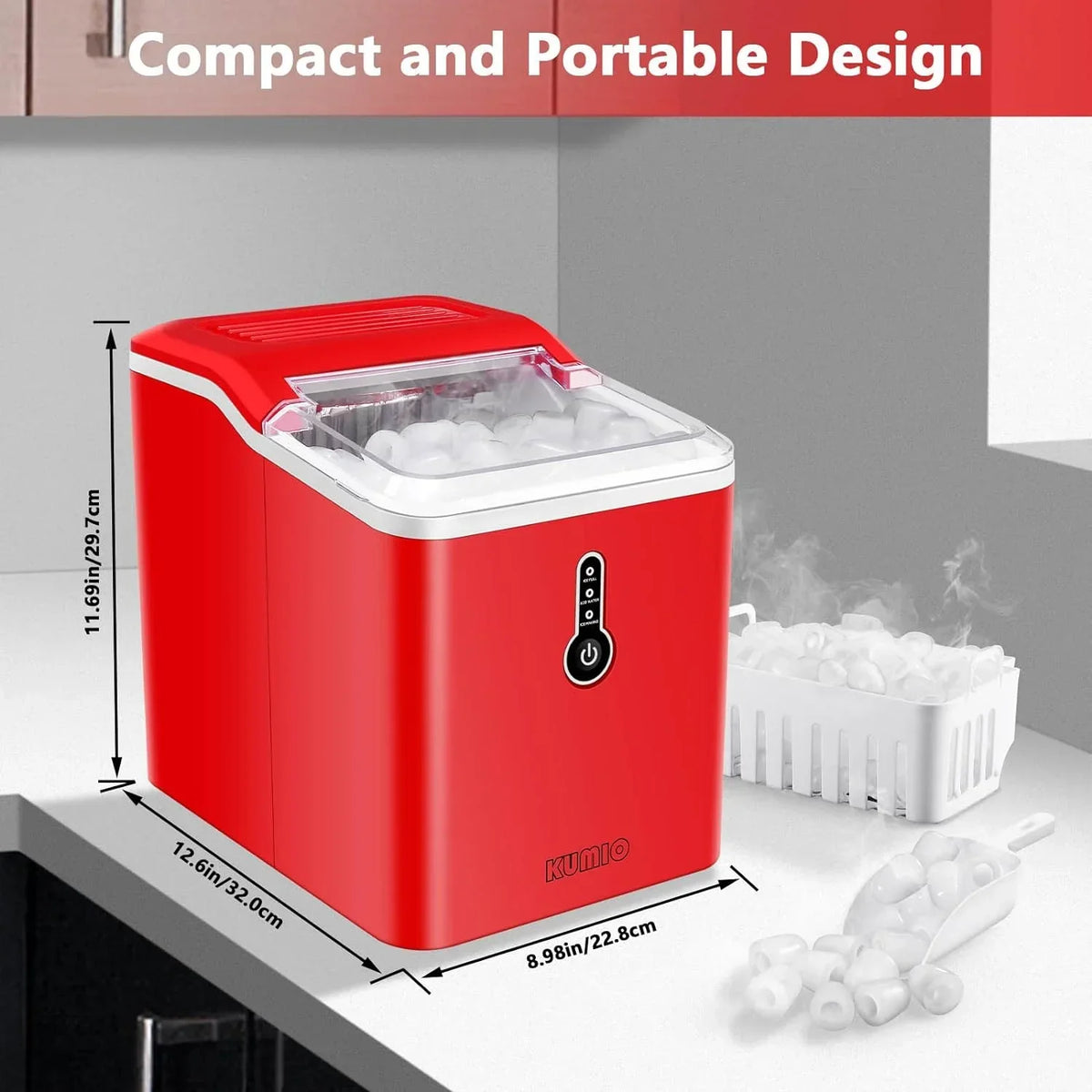 Countertop Bullet Ice Maker, 26.5 Lbs Per Day, Blue