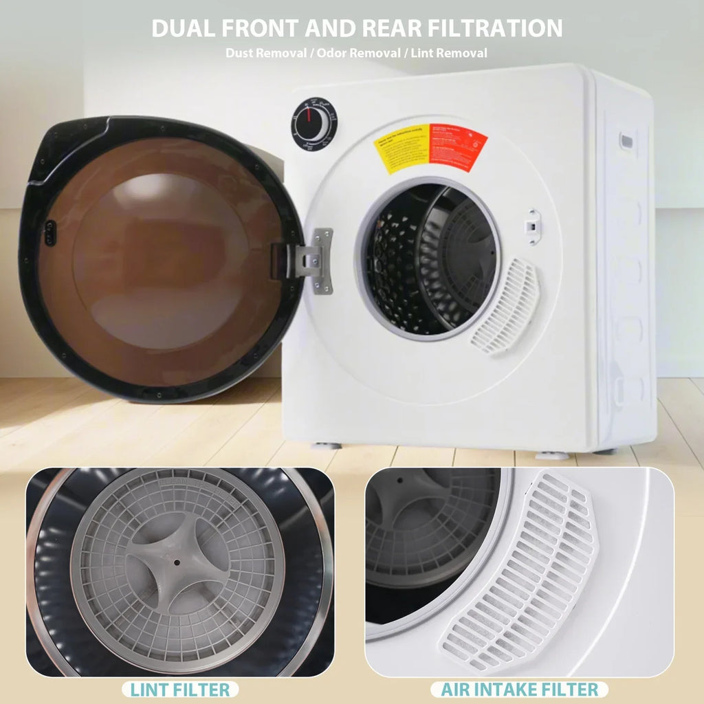 ZNESKPG Portable Compact Front Load Clothes Dryer 1.95 Cu. Ft., 830W, 5 Drying Modes, Stainless Steel Drum