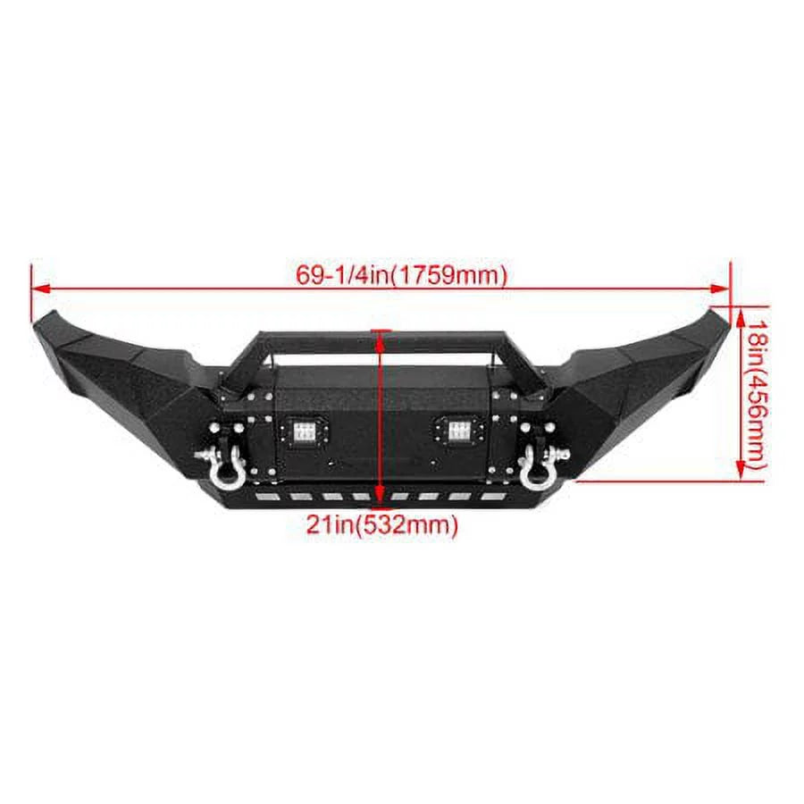 Kojem Front Bumper With Winch Plate, LED Lights And D-Rings For 2005-2015 Toyota Tacoma - LYAM-516-1A+LYAM-516-1B