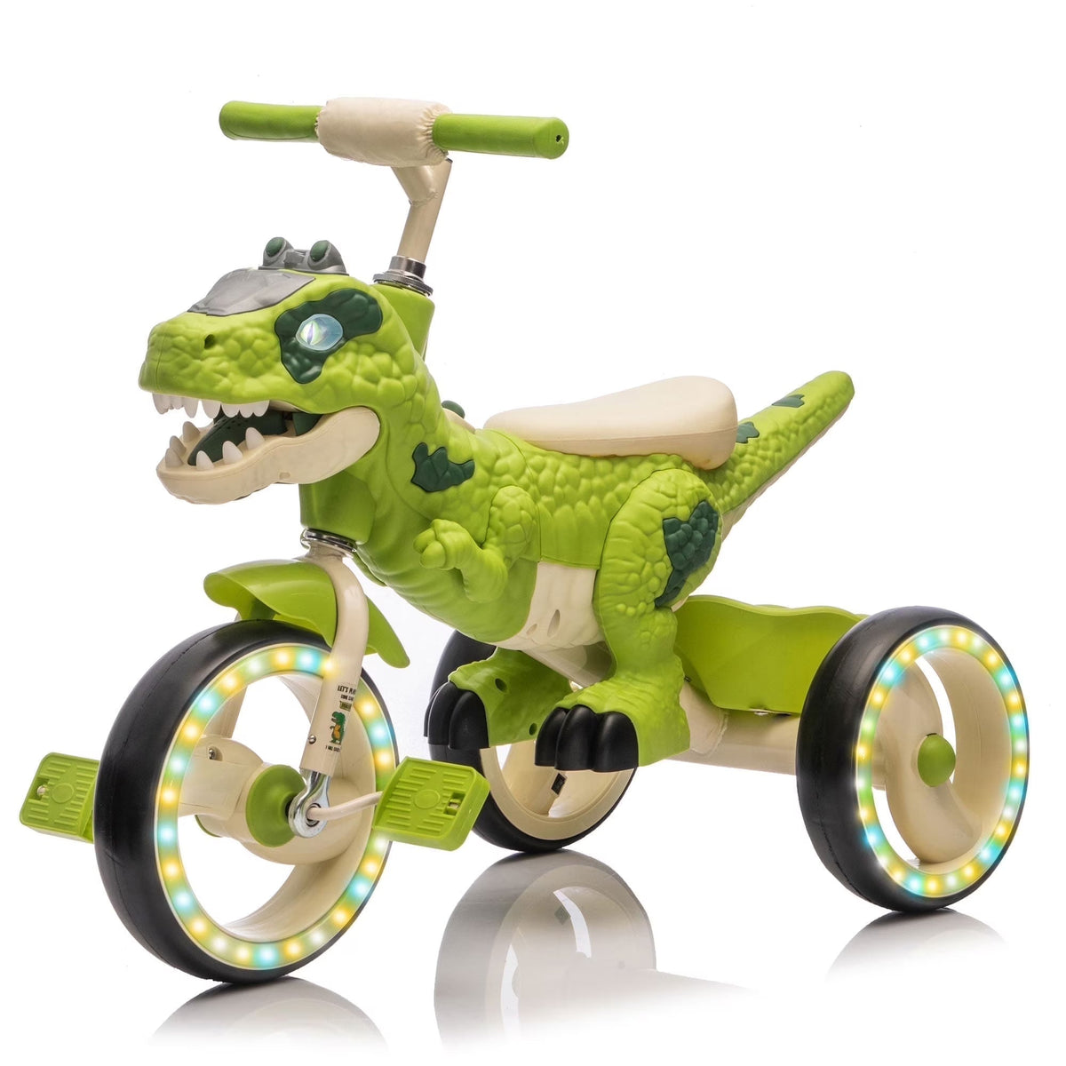 Xuanlur Kids' Dinosaur Tricycle With Flash Wheels, Music And LED Lights - Green