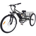 26 Inch Adult 3 Wheel Electric Tricycle With Basket, Fat Tires, 7 Speeds, 350W Motor, 36V 10Ah Battery - BICYCLE
