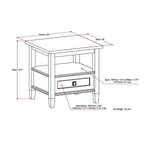 Solid Wood Rectangle End Table With Drawer And Shelf, 18.1in D x 20in W x 19.5in H - Norfolk