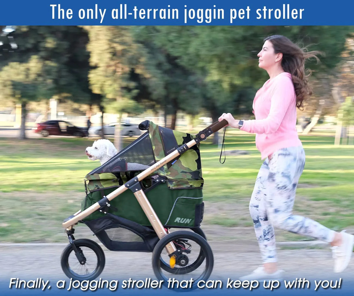 HPZ-PR America Pet Rover Run Jogging Pet Stroller, 50 lbs, Camo Green - B08R9KCWW1