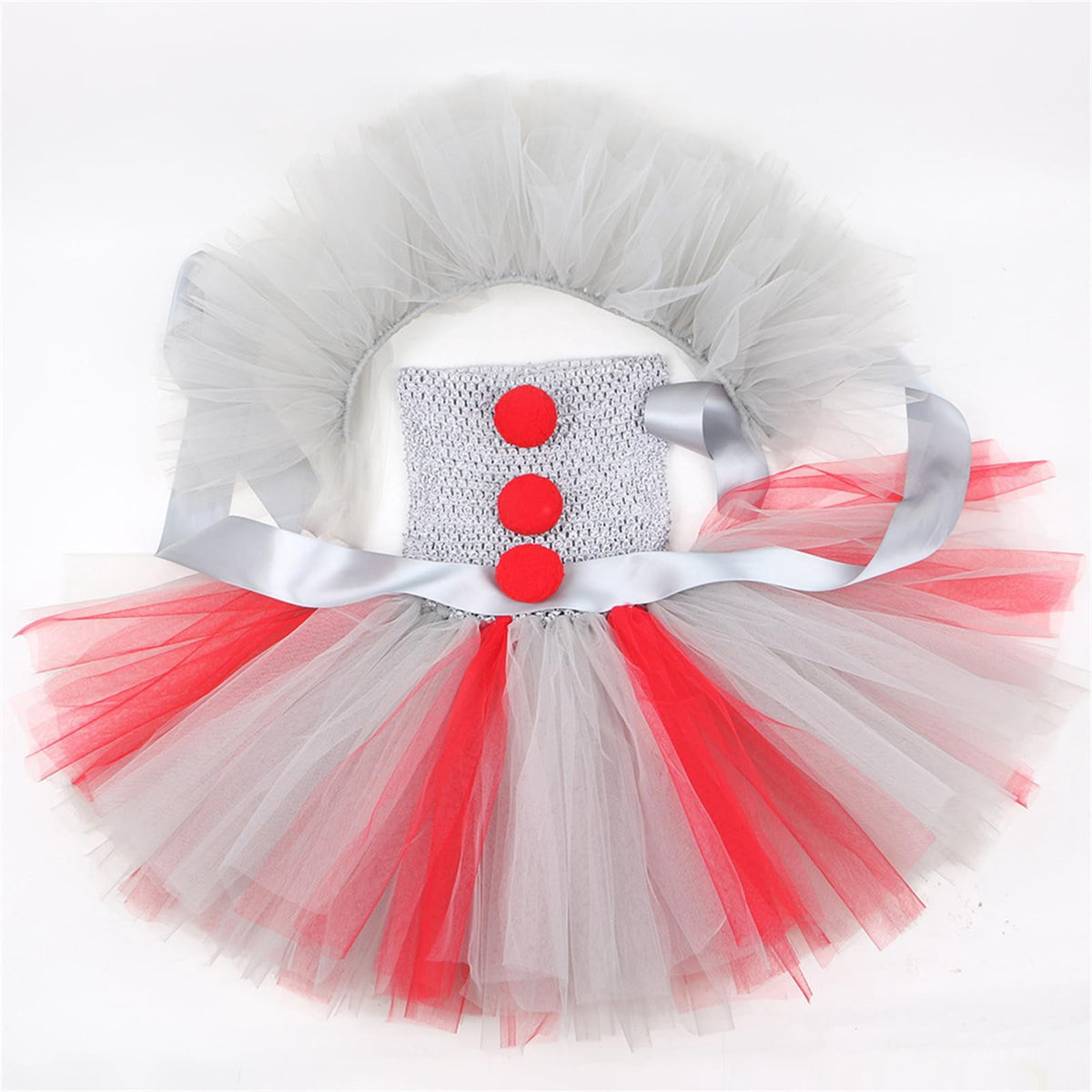 Girls Clown Tutu Dress Costume with Balloons and Gloves, Toddler Kids Clown Costume Outfits Halloween Party