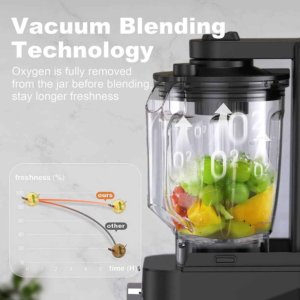 Elevarify Vacuum Commercial Blender, 56 Ounce, 1500 Watt, Black - 29015