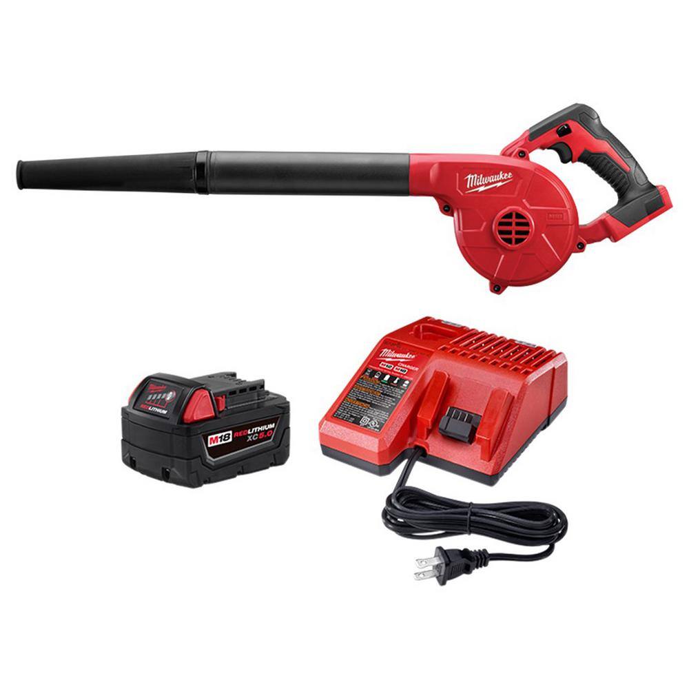 18V Lithium-Ion Cordless Compact Blower With 5.0Ah Battery And Charger