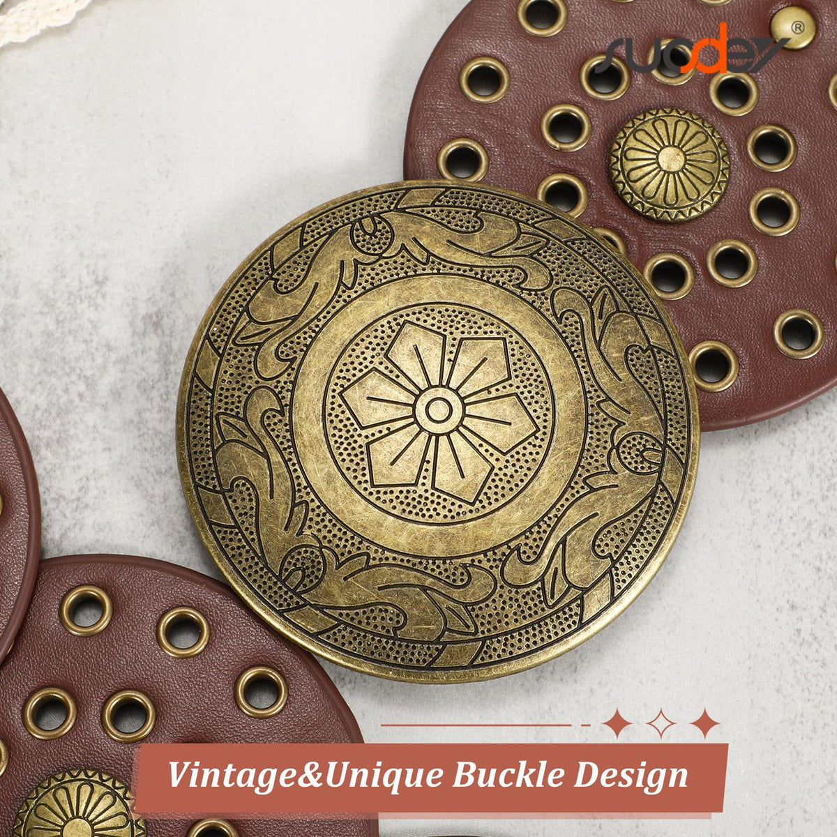 Women's Concho Disc Belt Western Cowboy Cowgirl Wide Leather Boho Country Waist Belts for Dress Jeans
