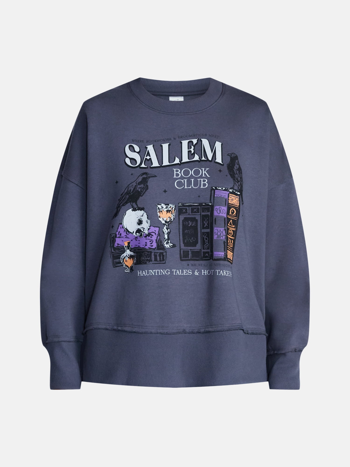 Women's Halloween Salem Book Club Graphic Fleece from Way to Celebrate, Sizes S-4X