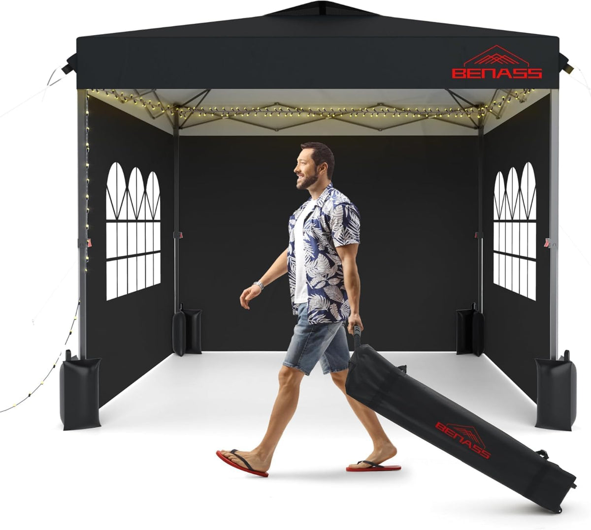 10x10 Pop-Up Canopy Tent With 3 Removable Sidewalls
