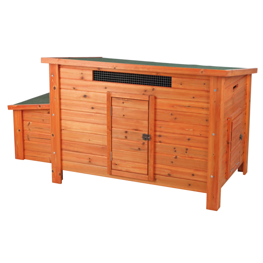 TRIXIE Weatherproof Outdoor Wooden Chicken Coop With 2 Nesting Boxes And Run, Brown