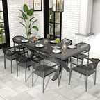 Erotr Extendable Aluminum Patio Dining Table For 6-8, 63-83 inch, Light Brown