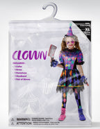 Joyfy Girls Clown Costume, Halloween Scary Clown Costume, Dark Colorful Twisted Clown Jester Dress for Girls Halloween Dress Up, Role Play, Cosplay Party
