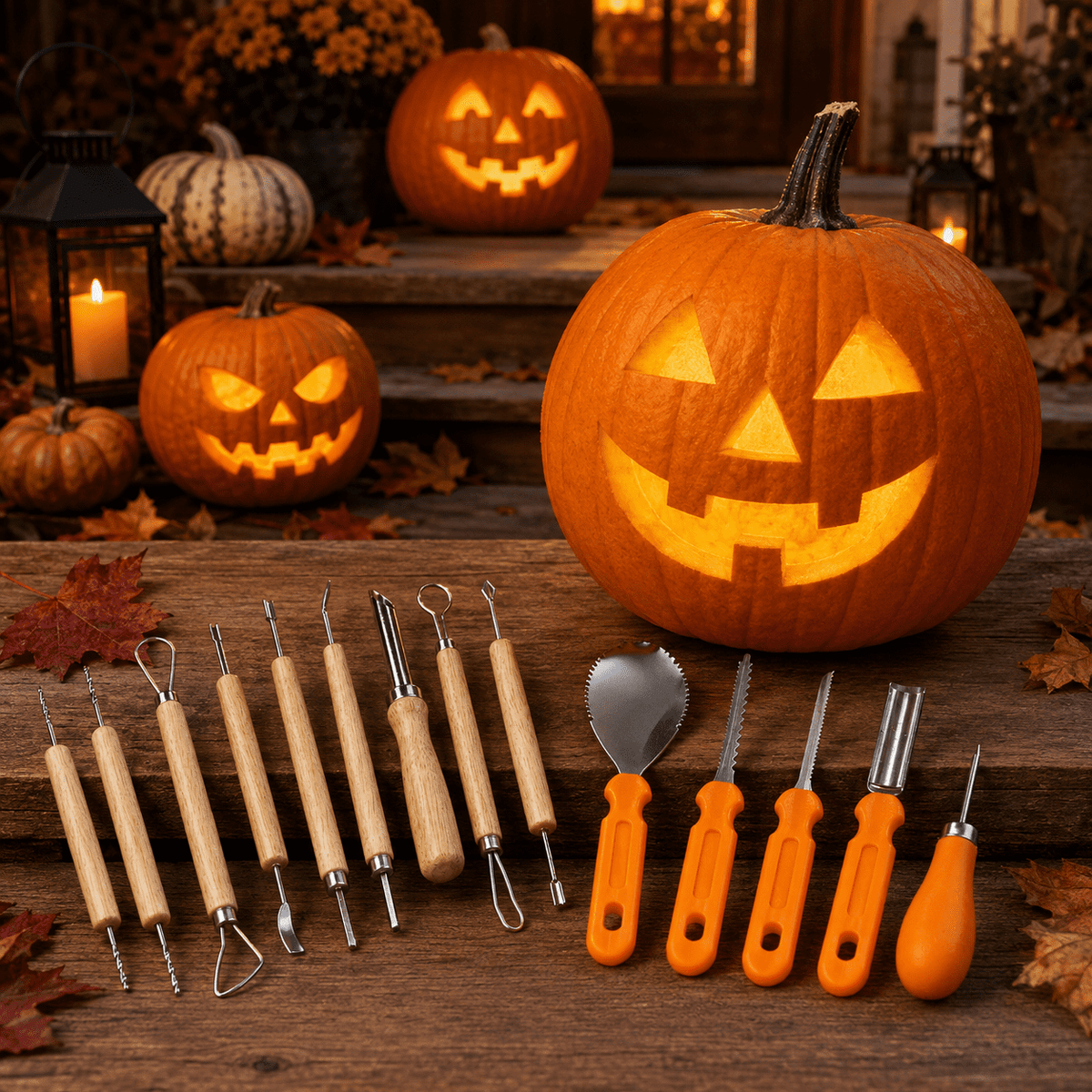 Halloween Pumpkin Carving Kit Pumpkin Carving Stickers Professional Detail Sculpting Tools Double-Side Sculpting Tool for Halloween Decoration