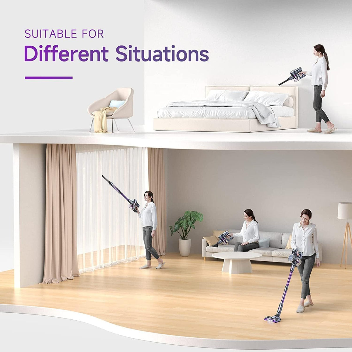 Lubluelu Cordless Stick Vacuum Cleaner With 235W Brushless Motor