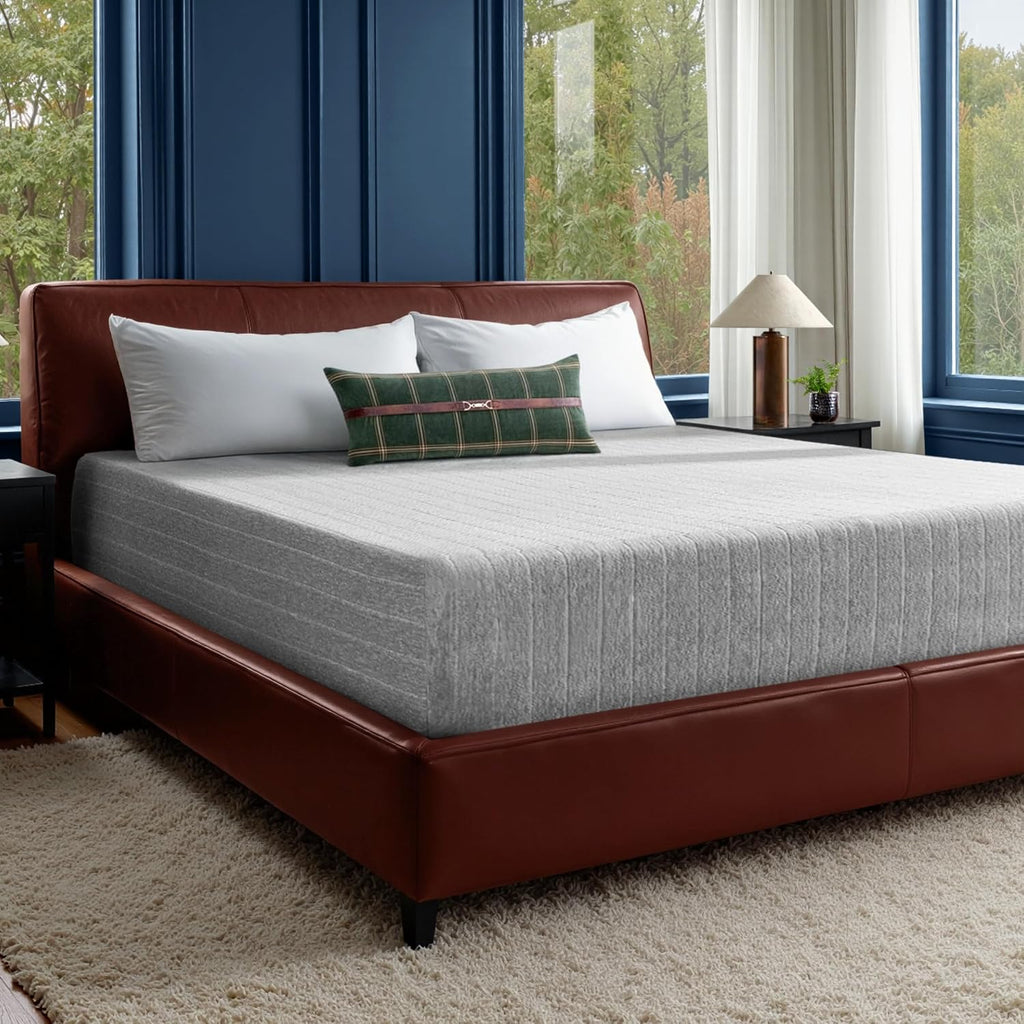 Bare Home Queen Medium Firm 11 in Visco-Elastic Memory Foam Mattress - Grey
