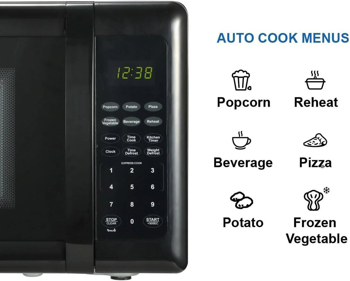 Compact Countertop Microwave Oven, 0.7 Cu. Ft., 700W, Black