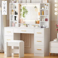 ANWBROAD Lighted Makeup Vanity Desk With LED Mirror, 39.4-Inch W x 15.7-Inch D x 55.1-Inch H