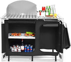 Treasual Portable Camping Kitchen Table, 48 Inch x 21.5 Inch, Windscreen And Storage Organizer