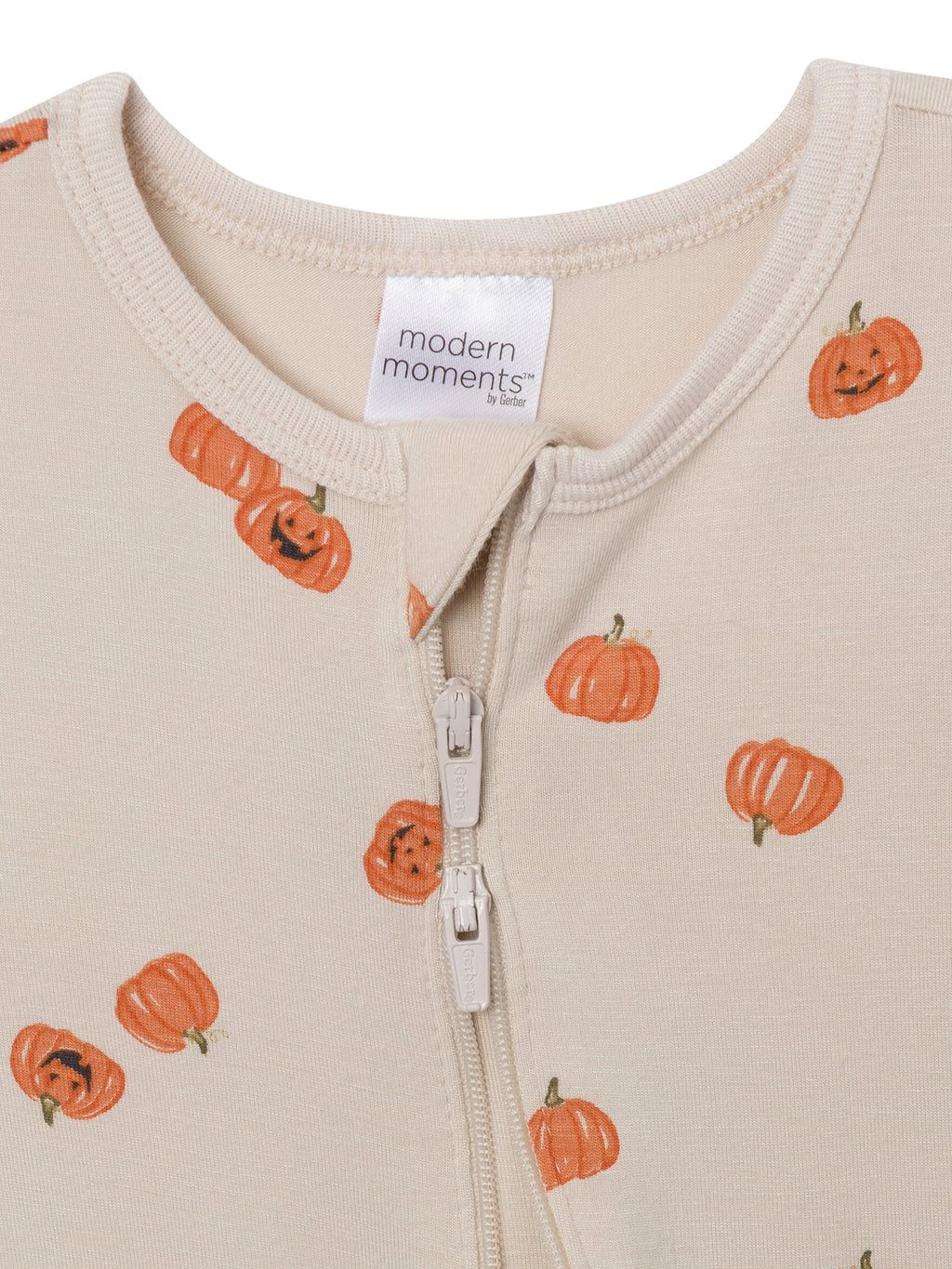 Modern Moments by Gerber Neutral Two-Way Zip Halloween Viscose Sleep ´N Play Footed Pajama, Sizes Newborn - 6/9 Months