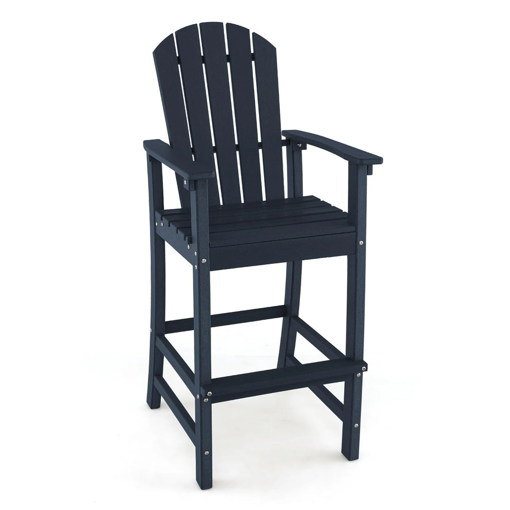 Outdoor HDPE Tall Adirondack Counter Height Bar Stool With Armrests And Footrest - 30Quot