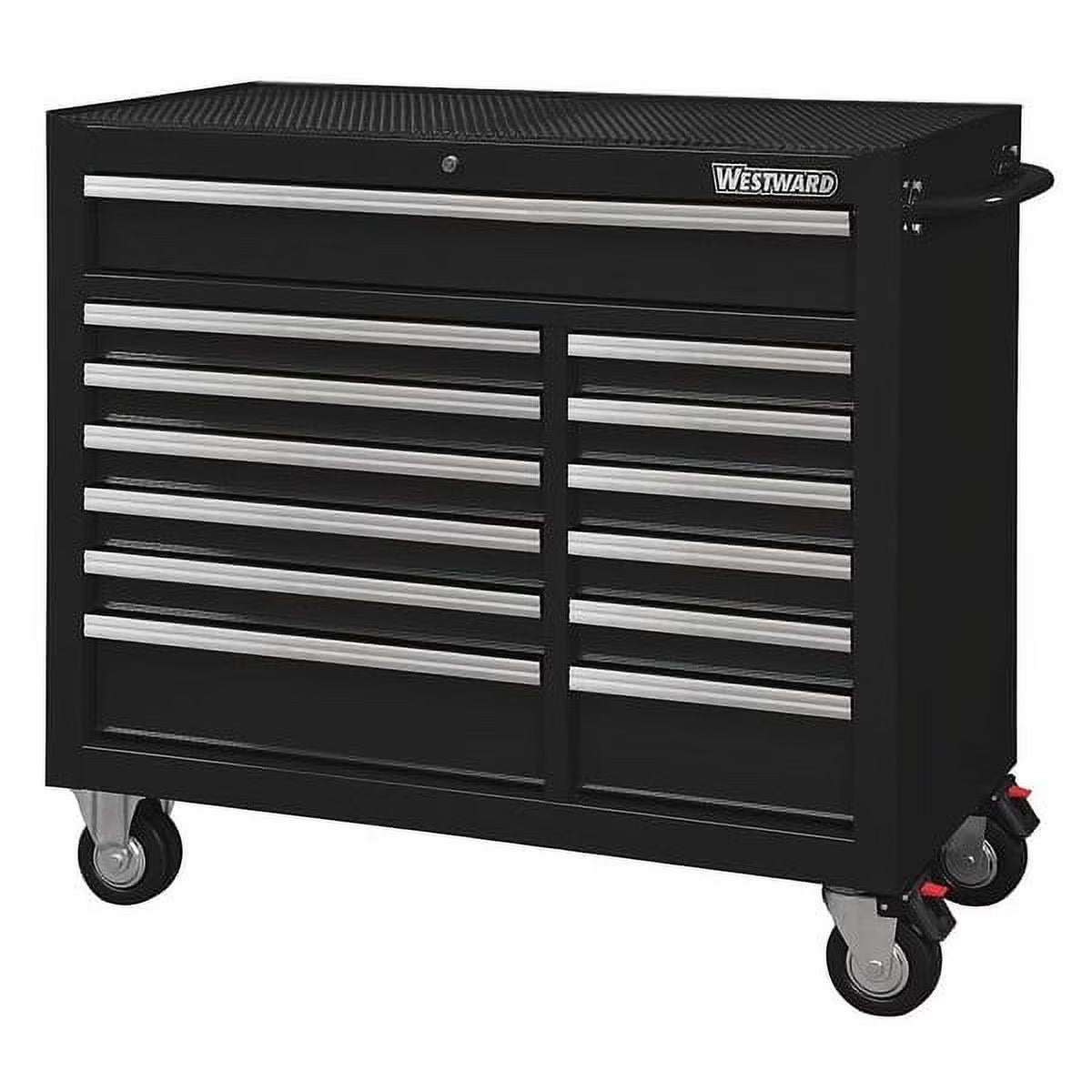 Westward Rolling Tool Cabinet, Black, 42 in x 18 15/16 in x 39 13/16 in, 13 Drawers - 32H892