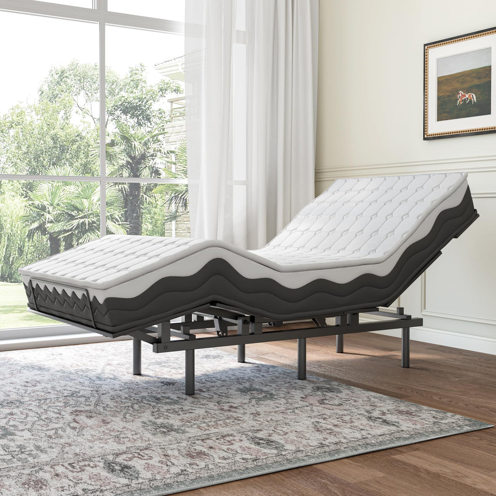 Twin Adjustable Bed Frame With Wireless Remote, 75L x 39W x 18.89H - Black