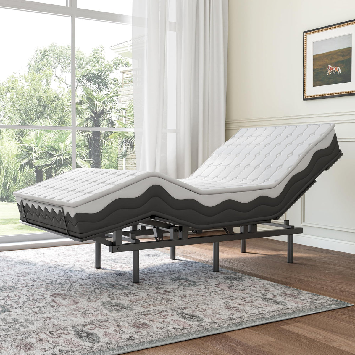 Twin Adjustable Bed Frame With Wireless Remote, 75L x 39W x 18.89H - Black