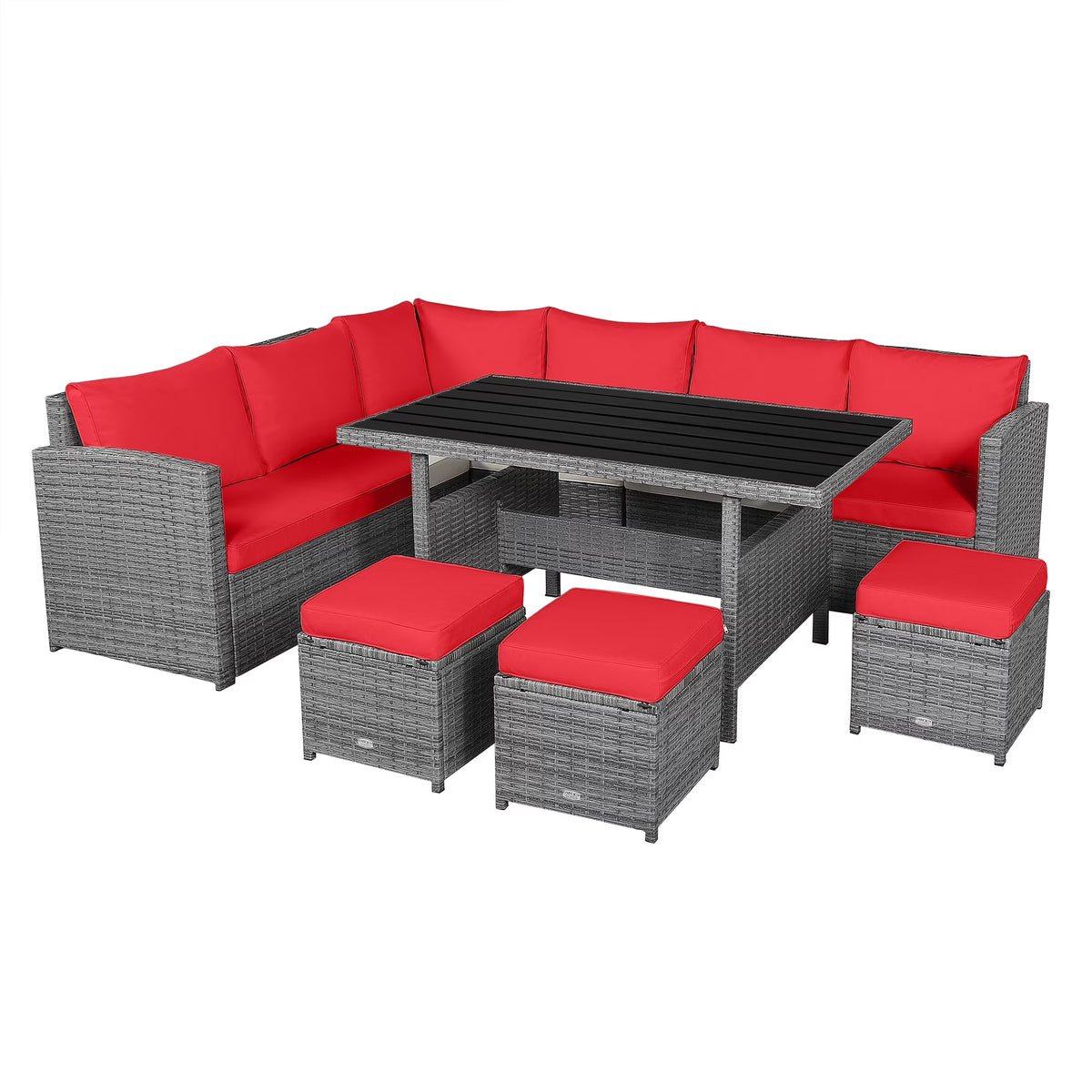 Outdoor Rattan Patio Furniture Set, Black, 7-Piece