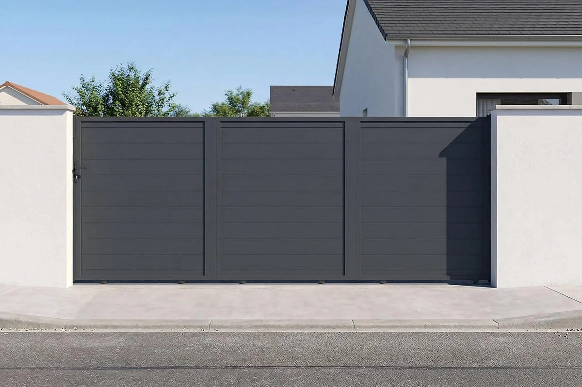Casanoov Aluminum Swing Gate 392 cm x 161 cm Anthracite Gray RAL 7016 - KIT-000024