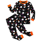 Rimyaw Kids Halloween Pajamas Set, Glow in the Dark Skeleton Sleepwear, 2-Piece cottom Long Sleeve PJs for Boys and Girls, Black