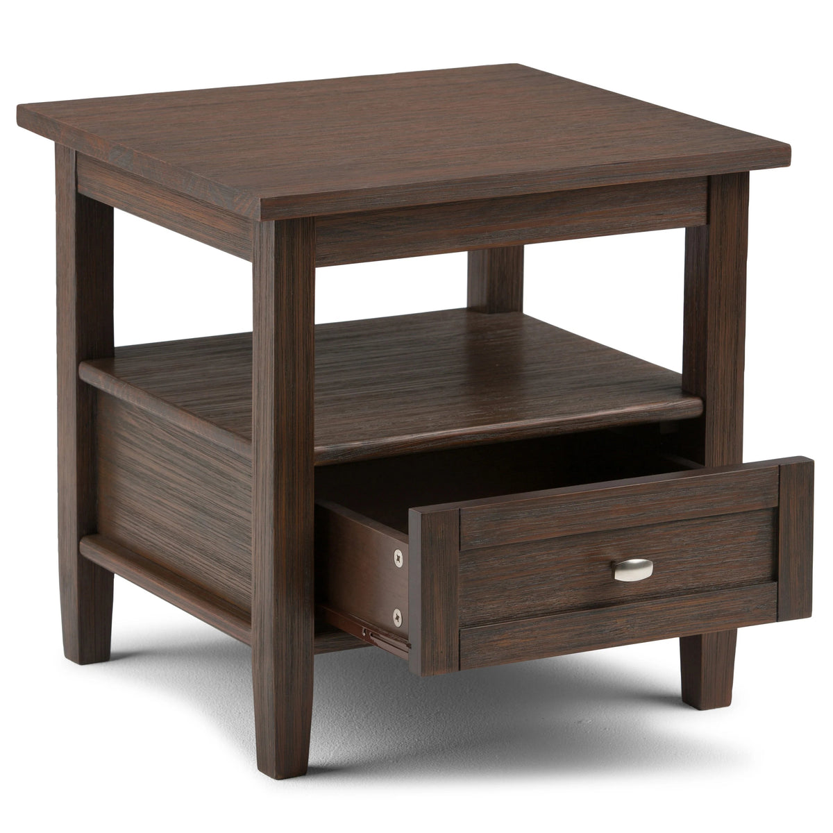 Solid Wood Rectangle End Table With Drawer And Shelf, 18.1in D x 20in W x 19.5in H - Norfolk